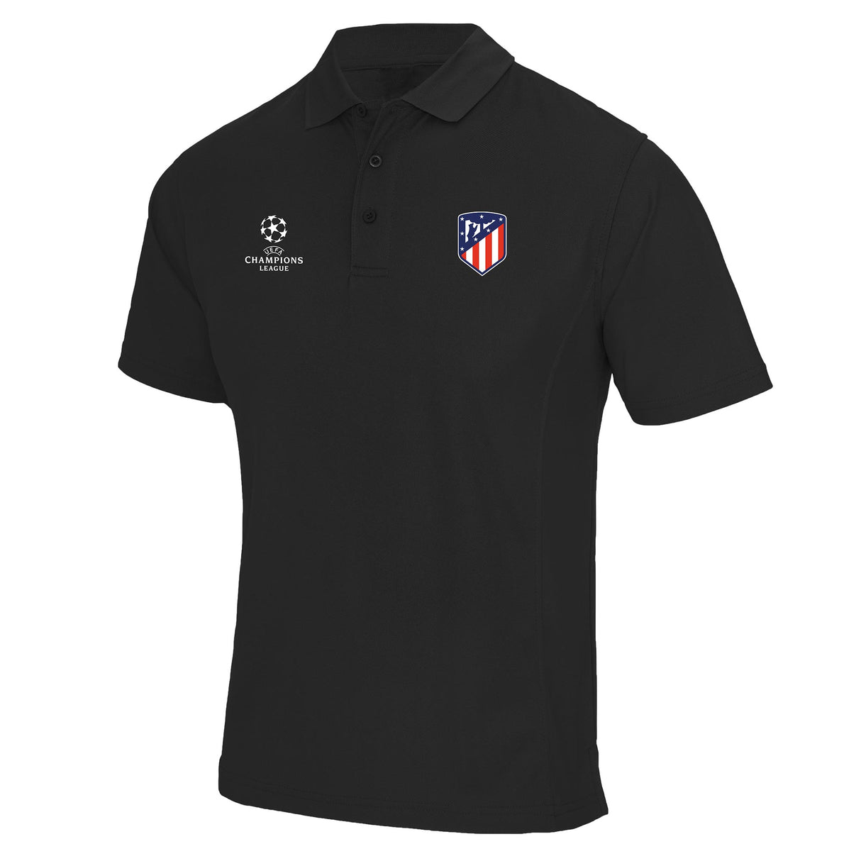 Atlético de Madrid UEFA Champions League Embroidered Polo - Black - Mens - Kit Captain