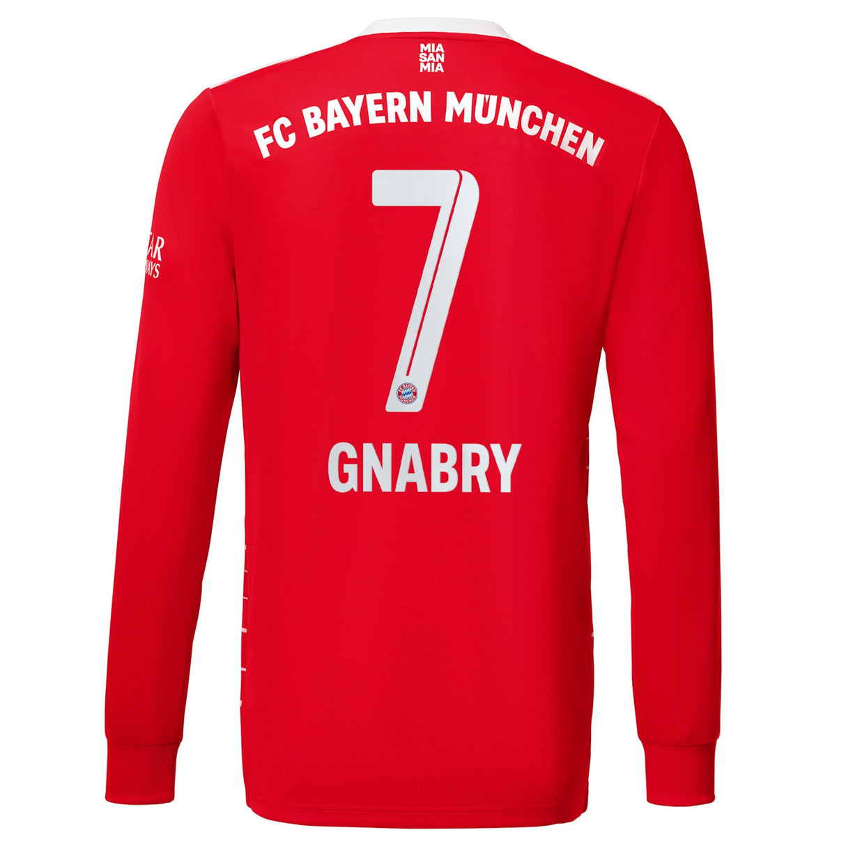 FC Bayern Home Shirt 2022-23 - Kids - Long Sleeve with Gnabry 7 printing - Kit Captain