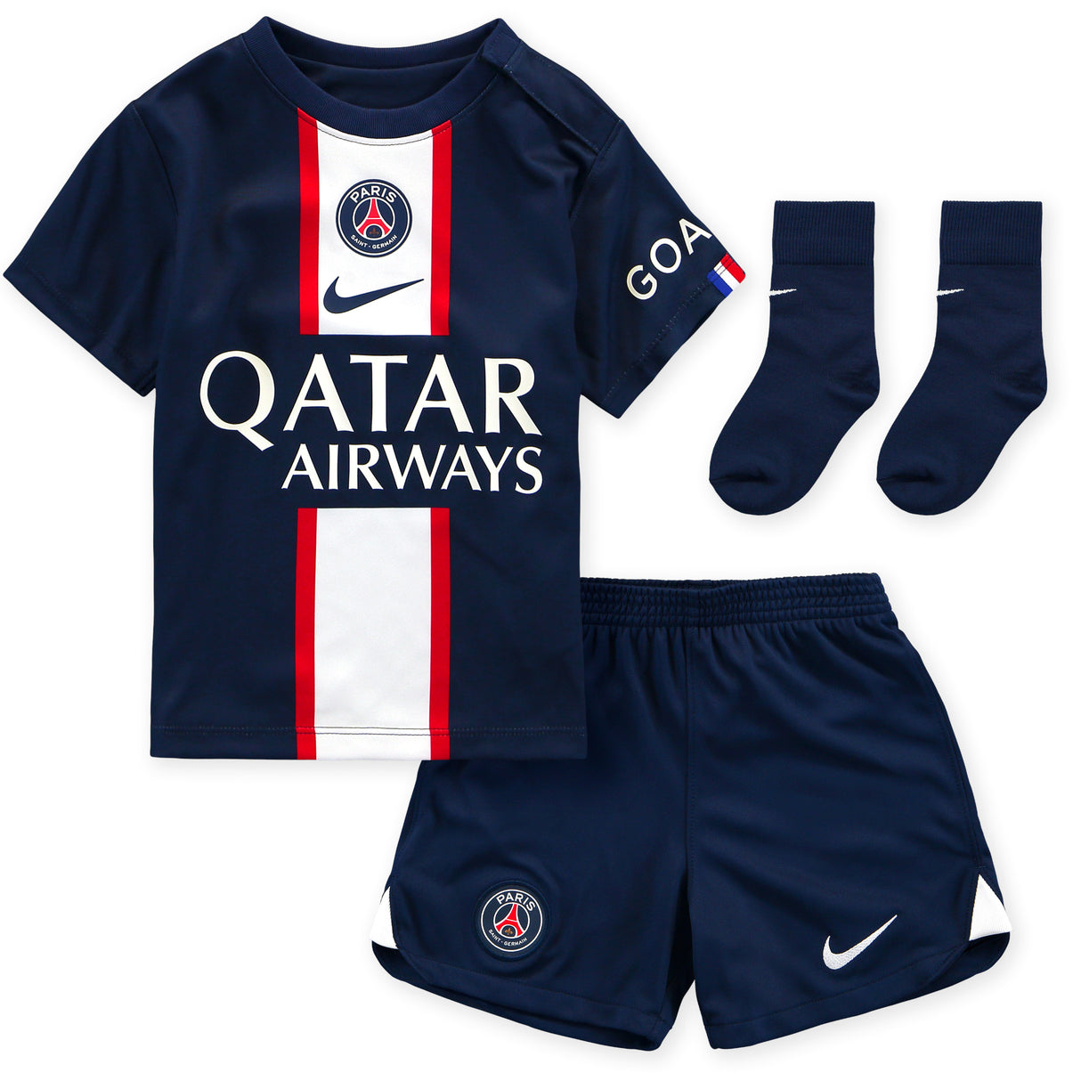 Paris Saint-Germain Home Stadium Kit 2022-23 - Infants with Kimpembe 3 printing - Kit Captain