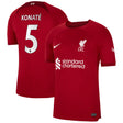 Liverpool Home Stadium Shirt 2022-23 with Konaté 5 printing - Kit Captain