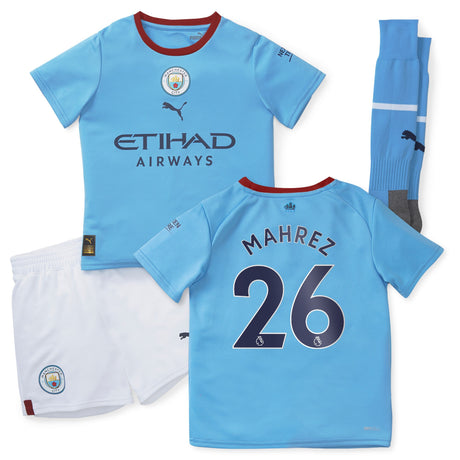 Manchester City Home Minikit 2022-23 with Mahrez 26 printing - Kit Captain