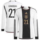 Germany Home Shirt - Long Sleeve with Gündogan 21 printing - Kit Captain