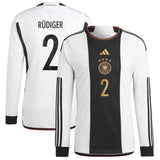 Germany Home Shirt - Long Sleeve with Rüdiger 2 printing - Kit Captain