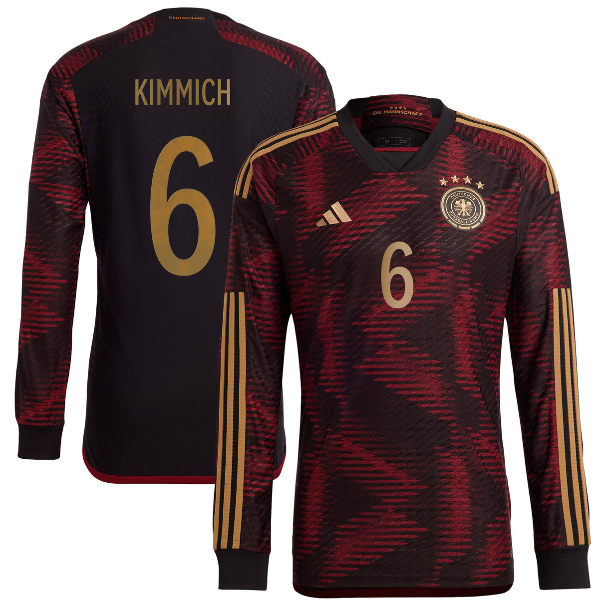 Germany Away Authentic Shirt - Long Sleeve with Kimmich 6 printing - Kit Captain