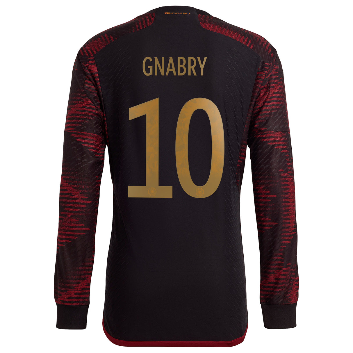 Germany Away Authentic Shirt - Long Sleeve with Gnabry 10 printing - Kit Captain