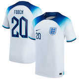 England Home Stadium Shirt 2022 with Foden 20 printing - Kit Captain