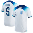 England Home Match Shirt 2022 with Stones 5 printing - Kit Captain