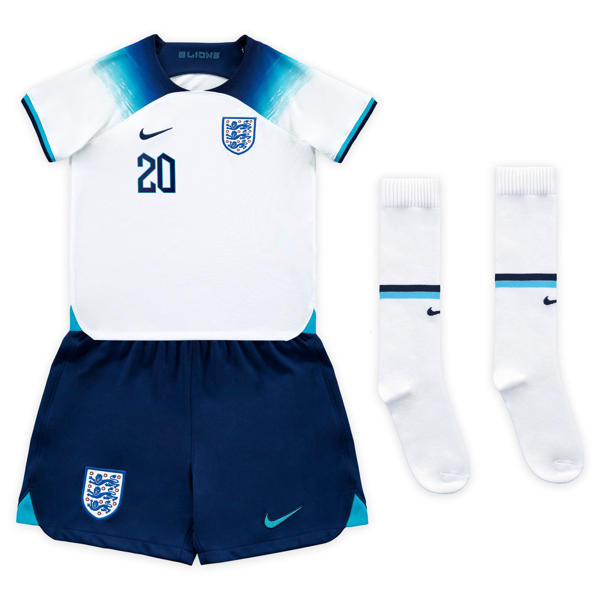 England Home Stadium Kit 2022 - Little Kids with Foden 20 printing - Kit Captain