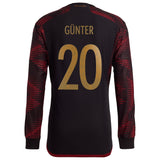 Germany Away Authentic Shirt 2022 - Long Sleeve with Günter 20 printing - Kit Captain