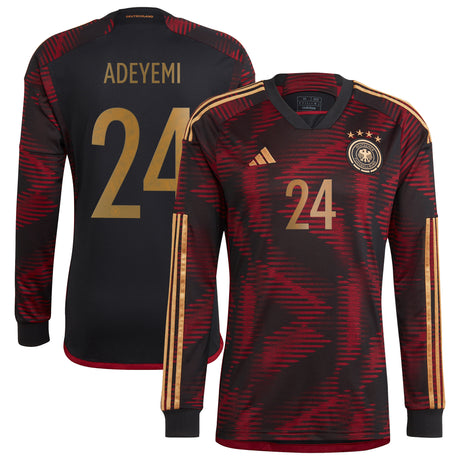 Germany Away Shirt 2022 - Long Sleeve with Adeyemi 24 printing - Kit Captain