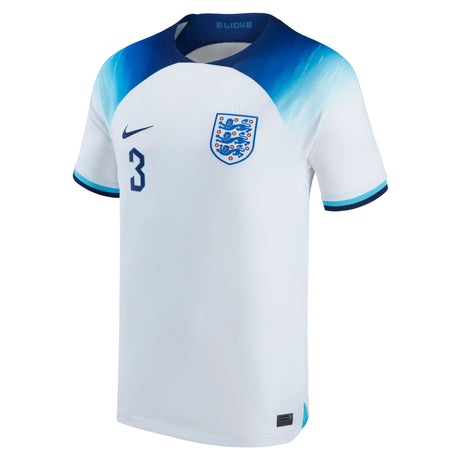 England Home Stadium Shirt 2022 with Shaw 3 printing - Kit Captain