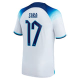 England Home Stadium Shirt 2022 with Saka 17 printing - Kit Captain