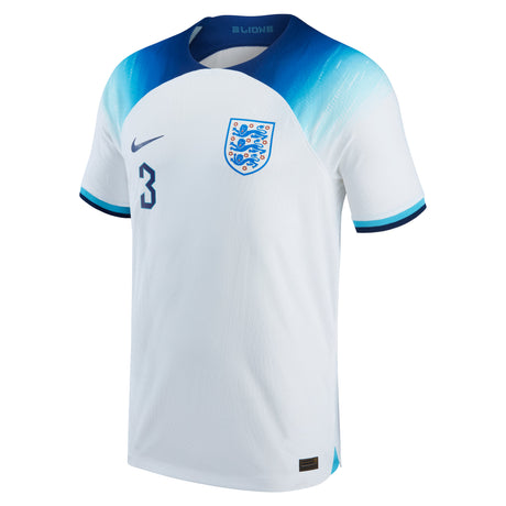 England Home Match Shirt 2022 with Shaw 3 printing - Kit Captain