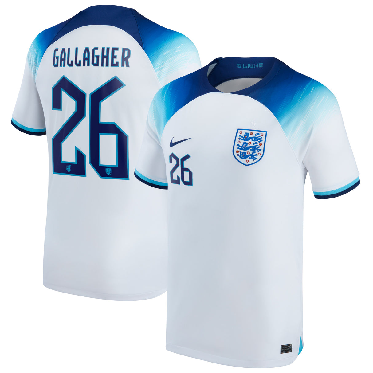 England Home Stadium Shirt 2022 - Kids with Gallagher 26 printing - Kit Captain