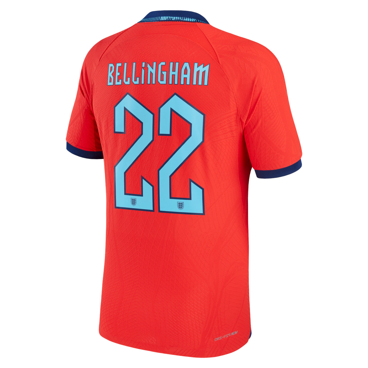 England Away Match Shirt 2022 with Bellingham 22 printing - Kit Captain