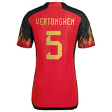 Belgium Home Authentic Shirt 2022 with Vertonghen 5 printing - Kit Captain