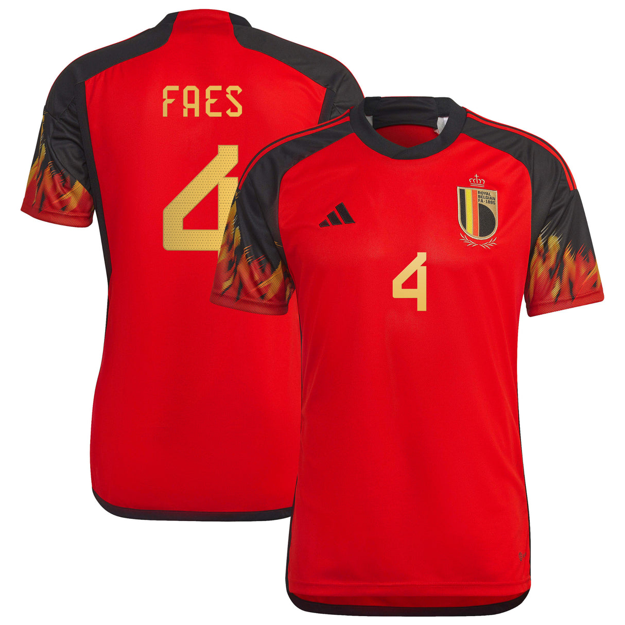 Belgium Home Shirt 2022 with Faes 4 printing - Kit Captain