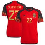 Belgium Home Shirt 2022 with De Ketelaere 22 printing - Kit Captain