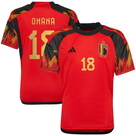 Belgium Home Shirt 2022 - Kids with Onana 18 printing - Kit Captain