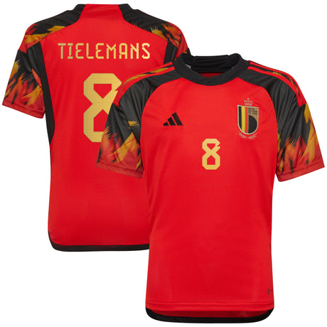 Belgium Home Shirt 2022 - Kids with Tielemans 8 printing - Kit Captain