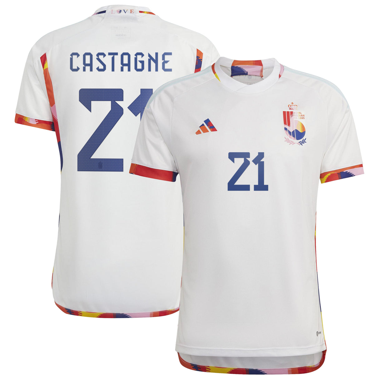 Belgium Away Shirt 2022 with Castagne 21 printing - Kit Captain