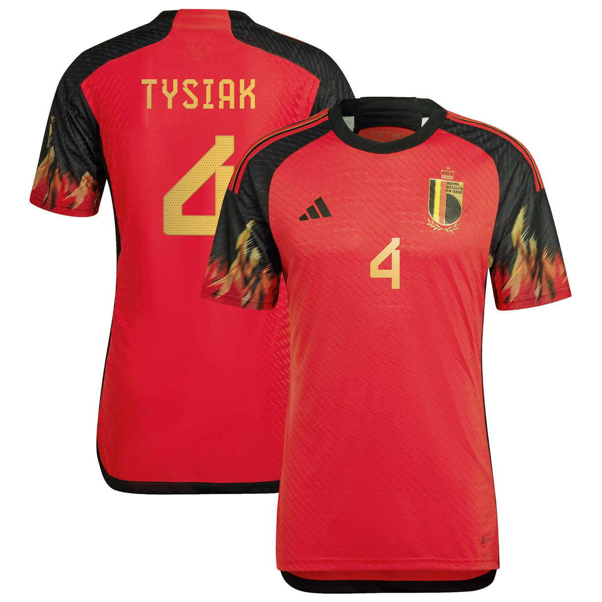 Belgium Home Authentic Shirt 2022 with Tysiak 4 printing - Kit Captain