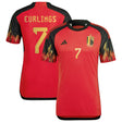 Belgium Home Authentic Shirt 2022 with Eurlings 7 printing - Kit Captain