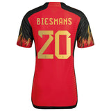 Belgium Home Authentic Shirt 2022 with Biesmans 20 printing - Kit Captain