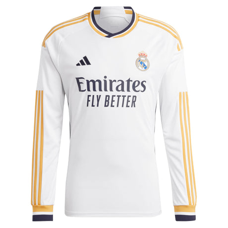 Real Madrid adidas Home Shirt 2023-24 - Long Sleeve with Tchouaméni 18 printing - Kit Captain