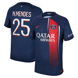 Paris Saint-Germain Nike Home Dri Fit Adv Match Shirt 2023-24 with N.Mendes 25 printing - Kit Captain