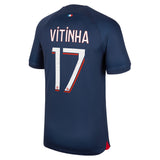 Paris Saint-Germain Nike Home Stadium Shirt 2023-24 with Vitinha 17 printing - Kit Captain