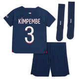 Paris Saint-Germain Nike Home Stadium Kit 2023-24 - Little Kids with Kimpembe 3 printing - Kit Captain