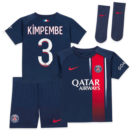 Paris Saint-Germain Nike Home Stadium Kit 2023-24 - Infant with Kimpembe 3 printing - Kit Captain