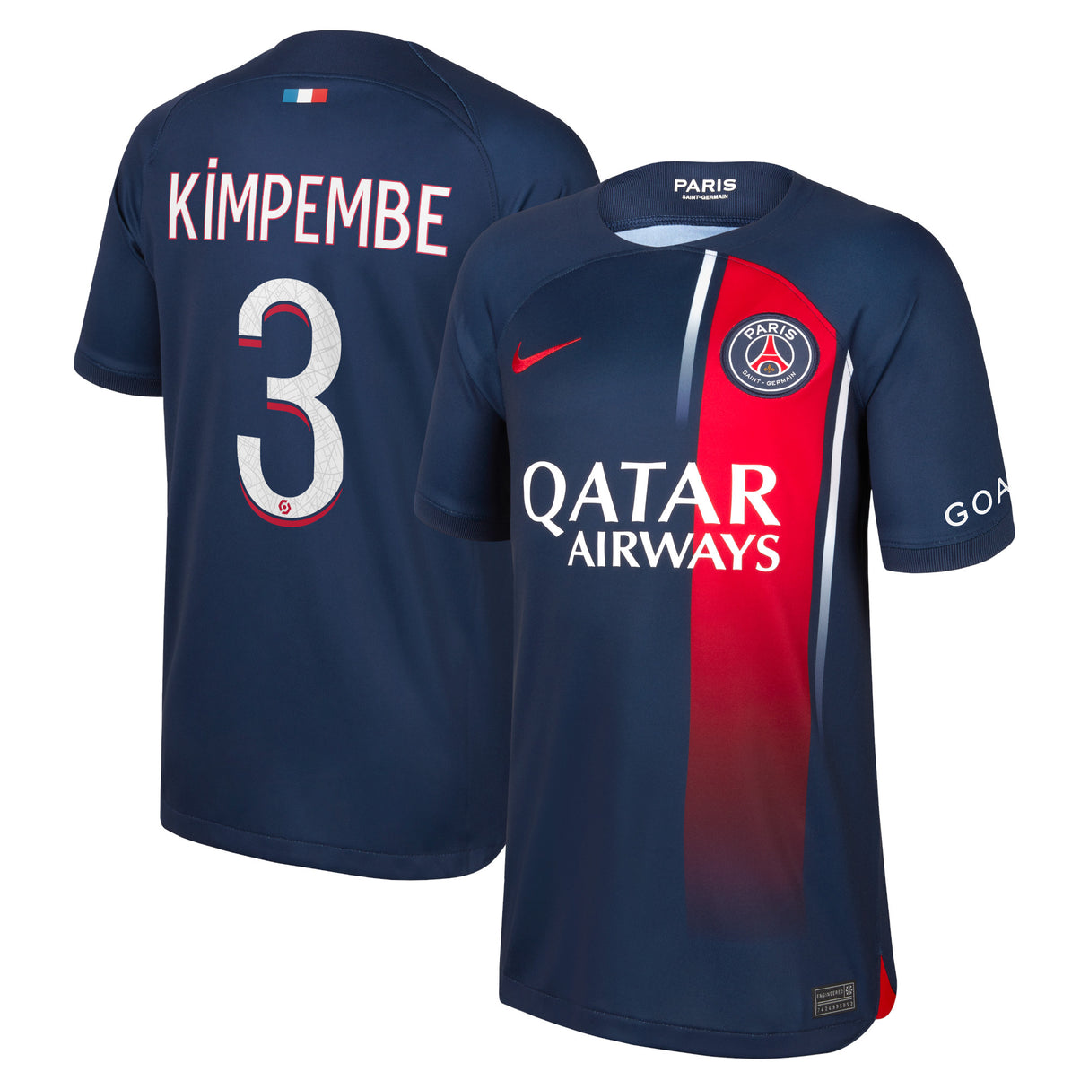 Paris Saint-Germain Nike Home Stadium Shirt 2023-24 - Kids with Kimpembe 3 printing - Kit Captain