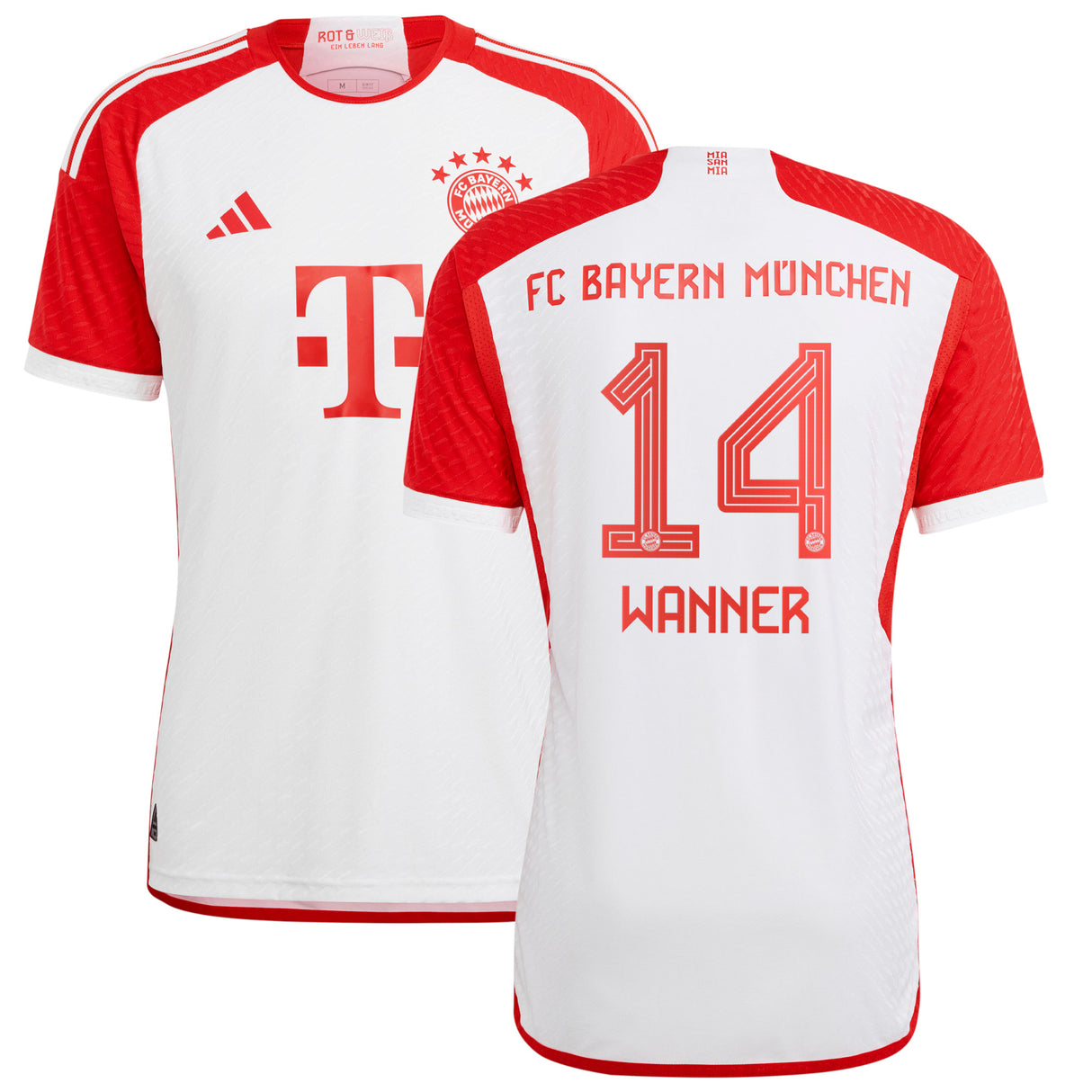 FC Bayern adidas Home Authentic Shirt 2023-24 with Wanner 14 printing - Kit Captain