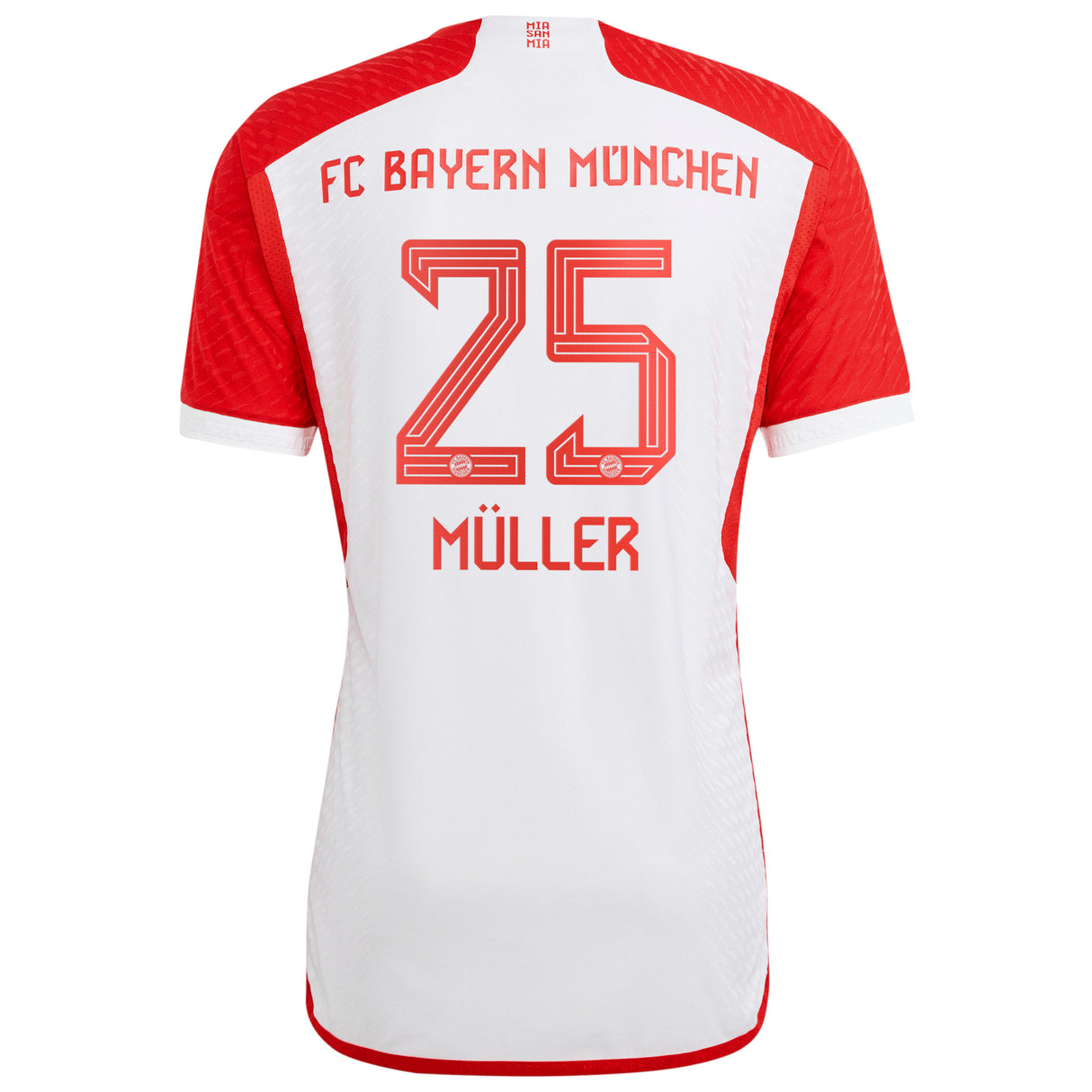 FC Bayern adidas Home Authentic Shirt 2023-24 with Müller 25 printing - Kit Captain