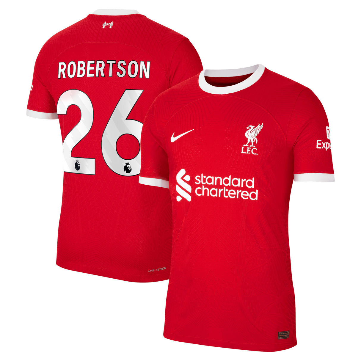 Liverpool Nike Home Dri Fit Adv Match Shirt - 2023-24 with Robertson 26 printing - Kit Captain