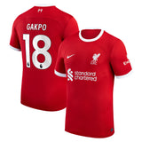 Liverpool Nike Home Stadium Shirt - 2023-24 with Gakpo 18 printing - Kit Captain