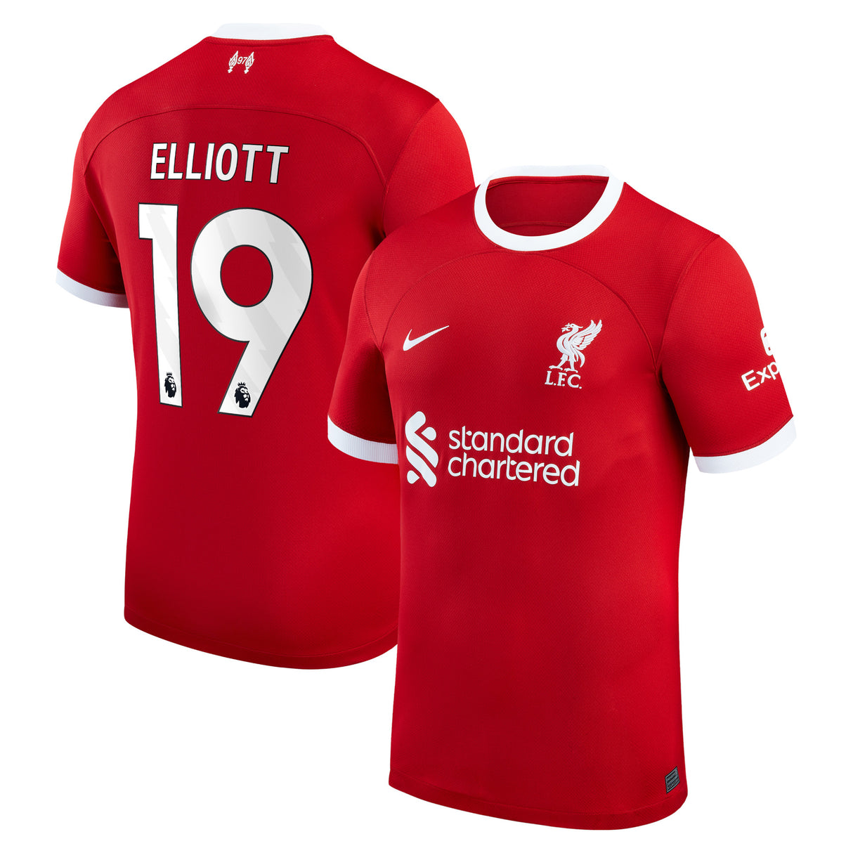 Liverpool Nike Home Stadium Shirt - 2023-24 - Kids with Elliott 19 printing - Kit Captain