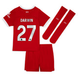 Liverpool Nike Home Stadium Kit - 2023-24 - Little Kids with Darwin 27 printing - Kit Captain