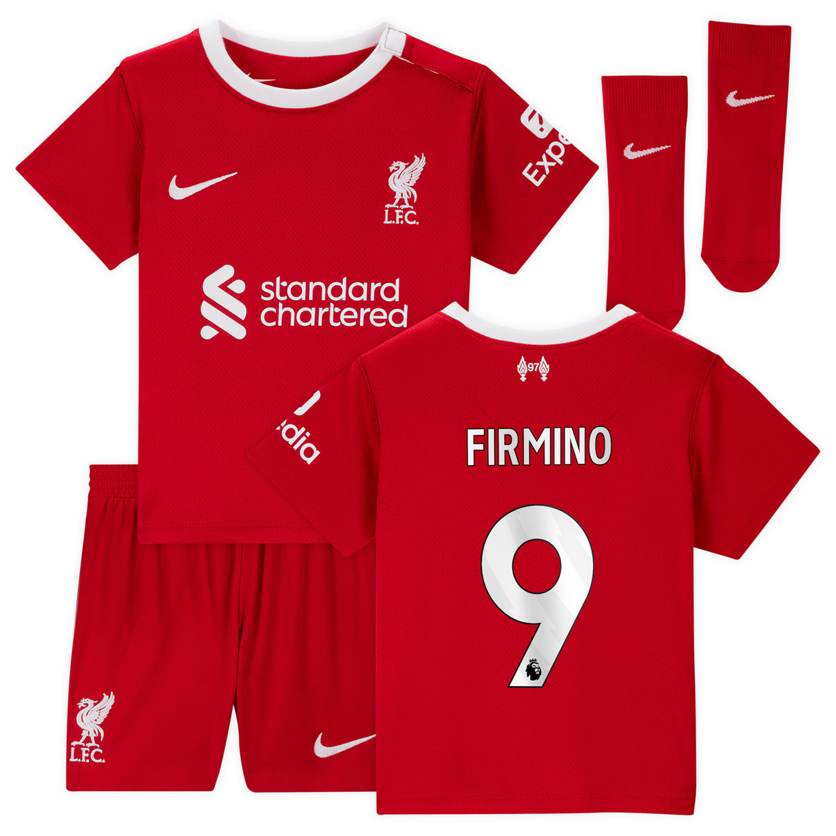 Liverpool Nike Home Stadium Kit - 2023-24 - Infant with Firmino 9 printing - Kit Captain