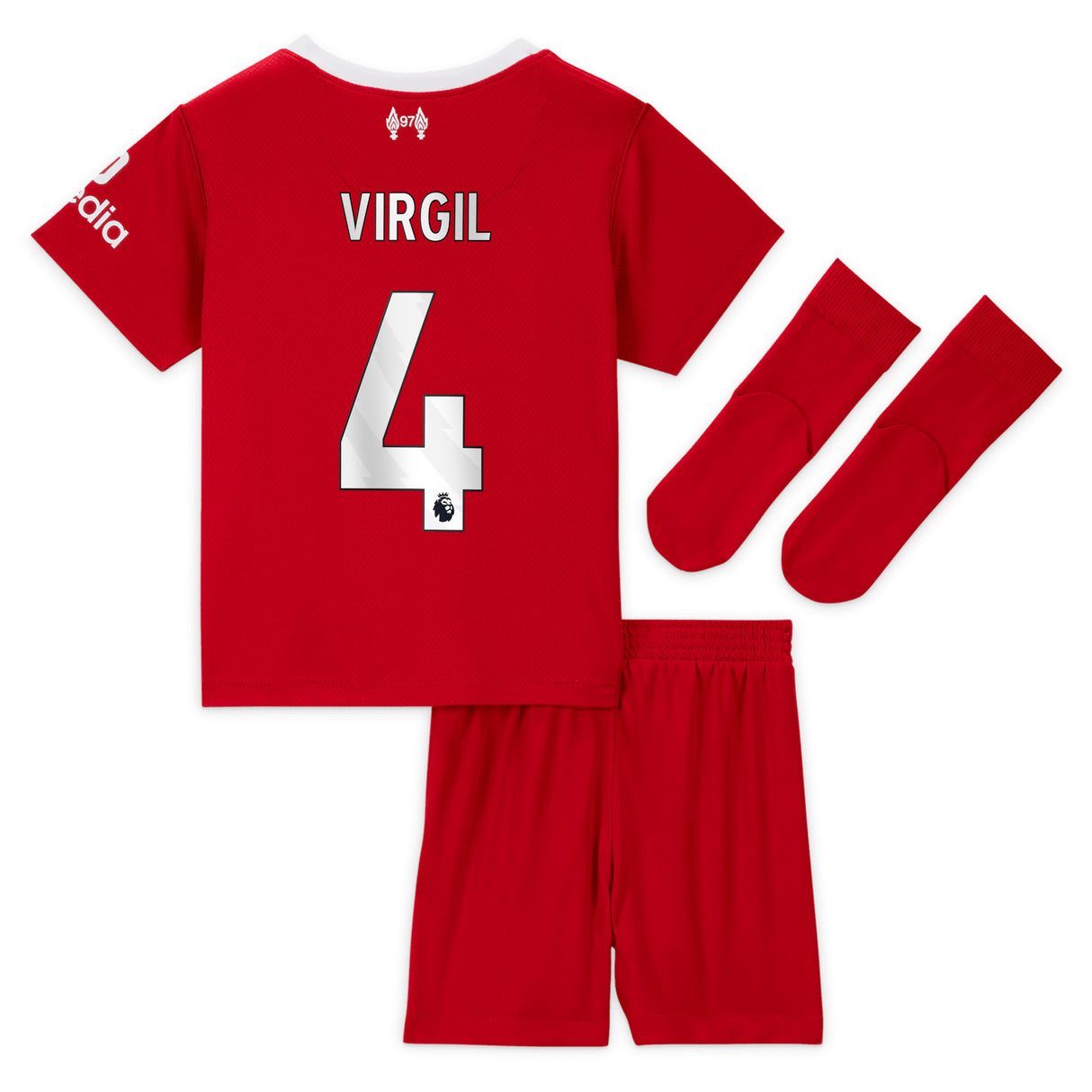 Liverpool Nike Home Stadium Kit - 2023-24 - Infant with Virgil 4 printing - Kit Captain