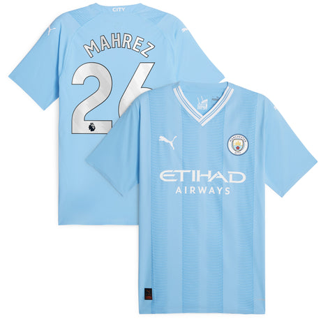 Manchester City Puma Home Authentic Shirt 2023-24 with Mahrez 26 printing - Kit Captain