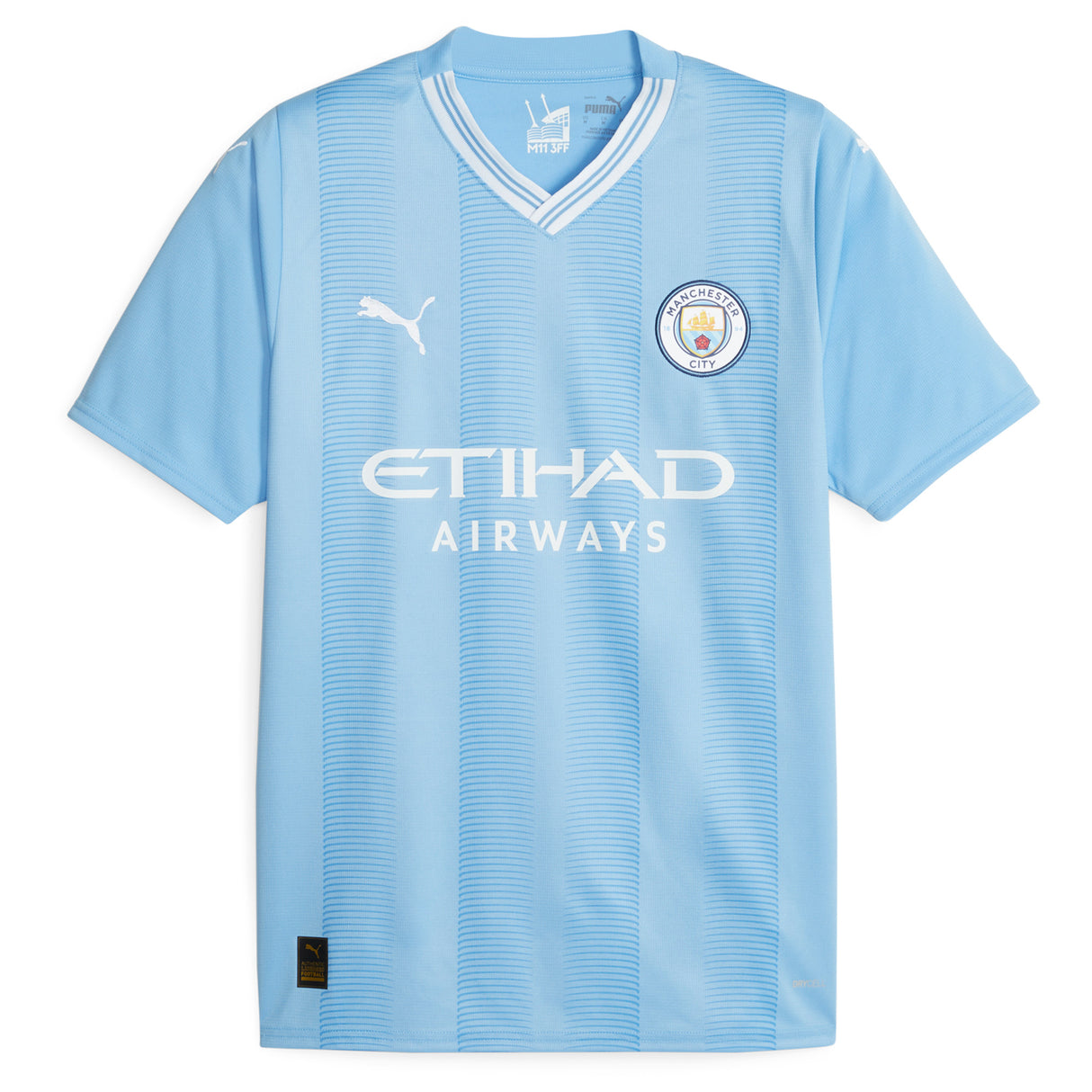 Manchester City Puma Home Shirt 2023-24 with J.Alvarez 19 printing - Kit Captain