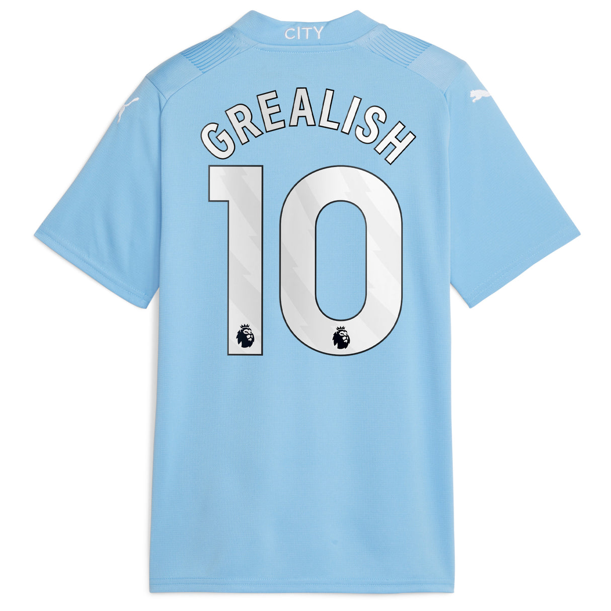 Manchester City Puma Home Shirt 2023-24 - Kids with Grealish 10 printing - Kit Captain