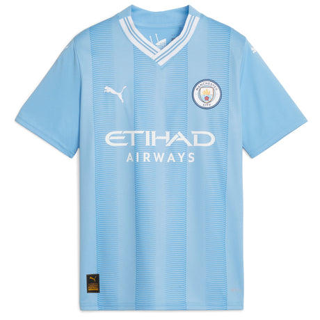 Manchester City Puma Home Shirt 2023-24 - Kids with De Bruyne 17 printing - Kit Captain