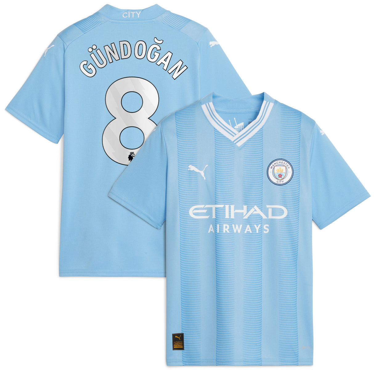 Manchester City Puma Home Shirt 2023-24 - Kids with Gündogan 8 printing - Kit Captain