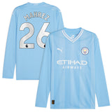 Manchester City Puma Home Shirt 2023-24 - Long Sleeve - Kids with Mahrez 26 printing - Kit Captain