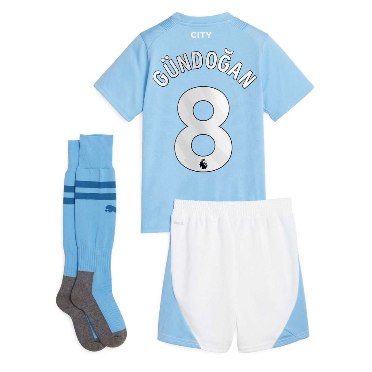 Manchester City Puma Home Minikit 2023-24 with Gündogan 8 printing - Kit Captain