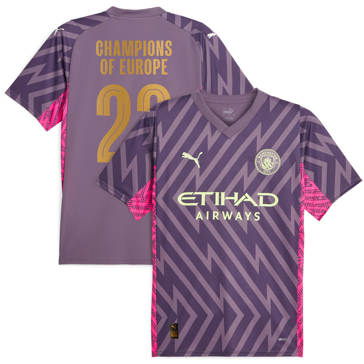 Manchester City Puma Goalkeeper Shirt 2023-24 with Champions of Europe 23 printing - Kit Captain